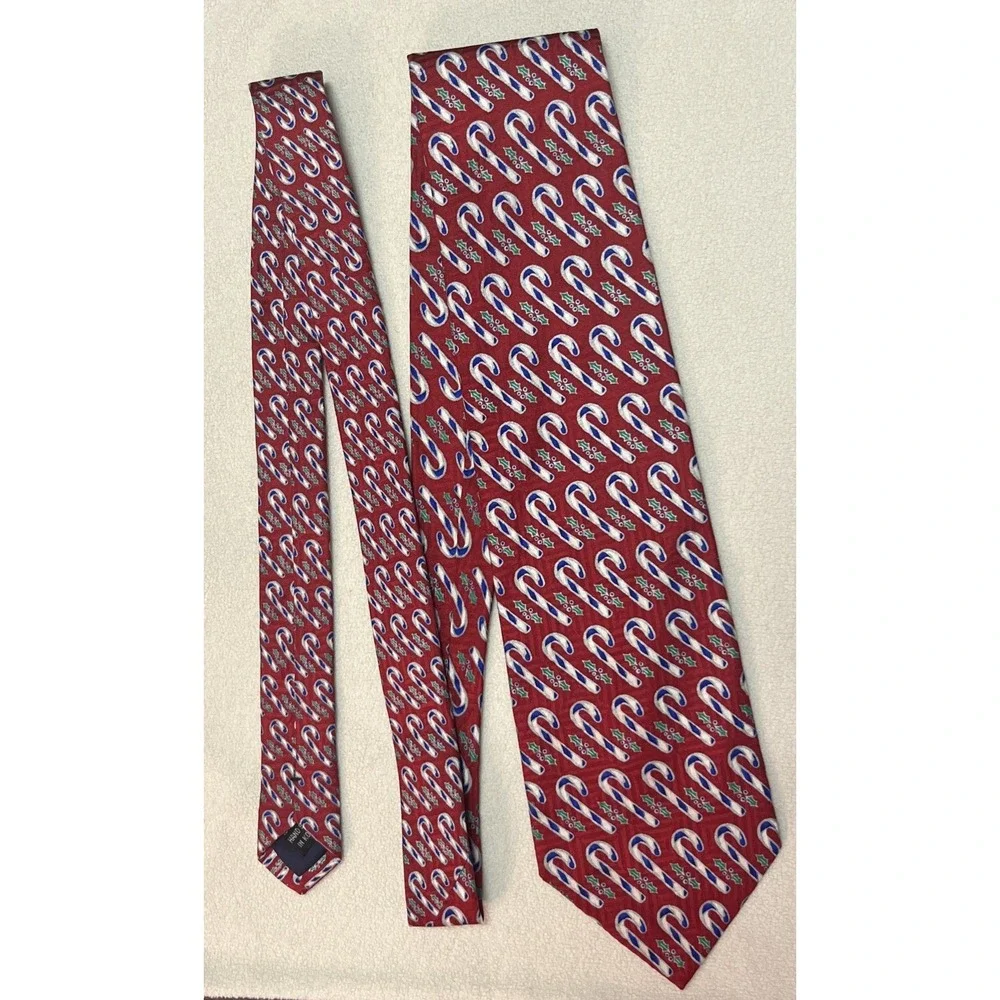 FN Mens Tie Candy Cane One Size Silk Designer Vintage Classic‎